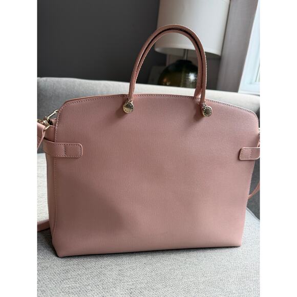 Furla Agata Medium Saffiano Leather Satchel with Strap Light Pink - Picture 7 of 16